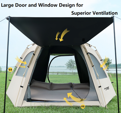Hexagonal Camping Tent - Durable, Quick Setup JLP5467