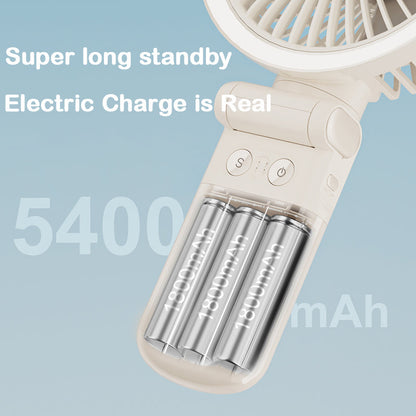 Portable Mini Desk Fan with LED Light Ring USB Rechargeable