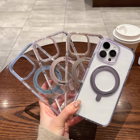 Compatible with iPhone 16 Pro Ice Armor O2L Series Magnetic Clear Case with Ring Stand