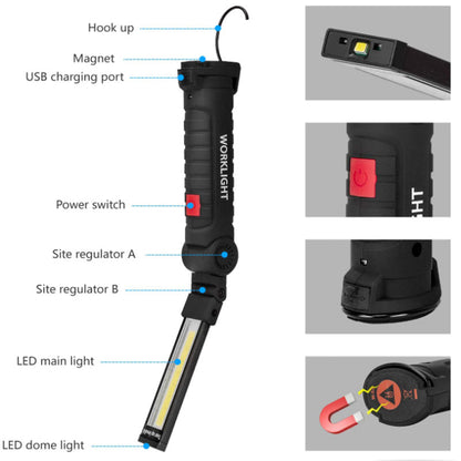 LED Work Light Flashlight with Magnetic Base 270°Rotate Grill Light and 5 Modes