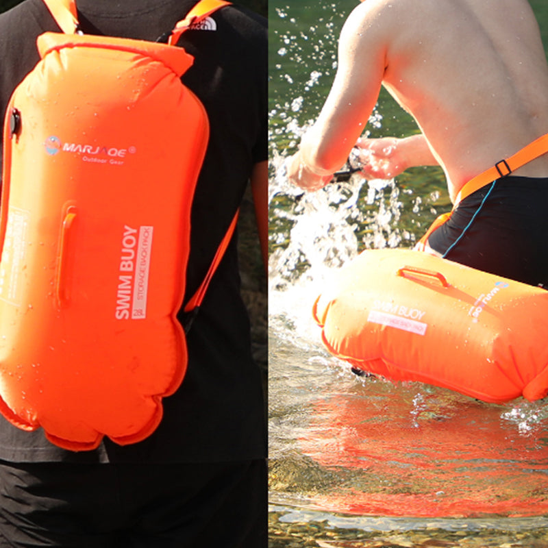 Swim Buoy Backpack Bubble Safety Float Dry Bag with Shoulder Strap 28L