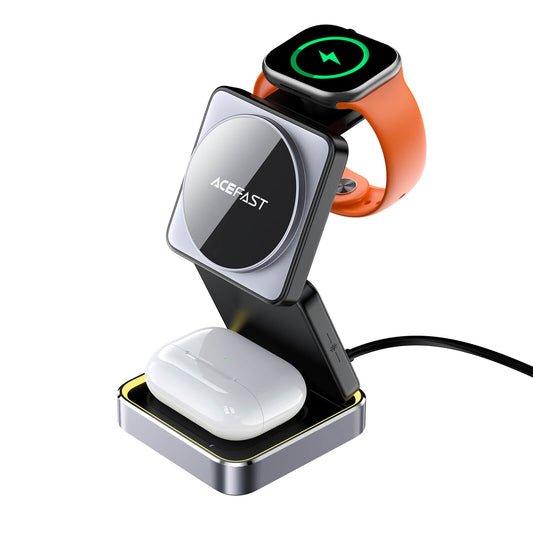 Acefast 3-in-1 15W Foldable Wireless Magnetic Charging Stand with Ambient Light E20