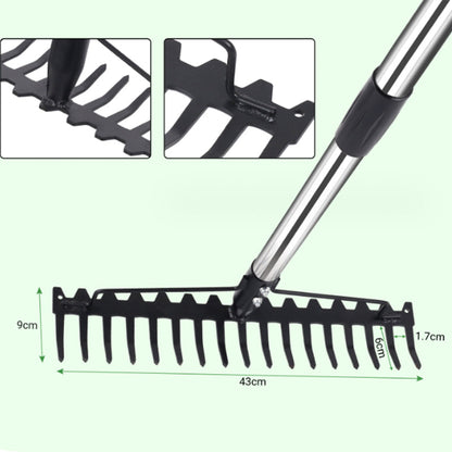 Multifunctional grass rake 17 Steel Tines Metal Head with Stainless Steel Handle