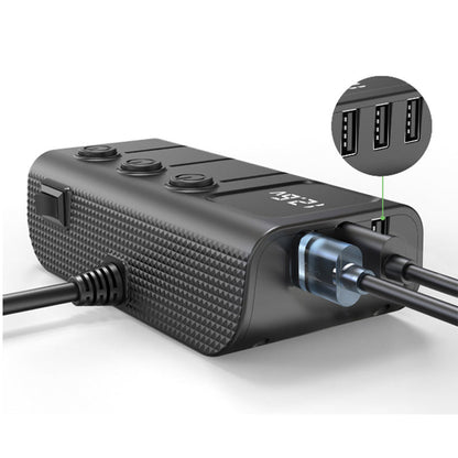 Car cigarette lighter 3-port USB independent switch PD smart fast charging 120W
