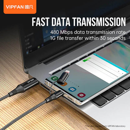 VFAN 4 in 1 Nylon Braided 60W Fast Charging Data Cable 1.2m X19