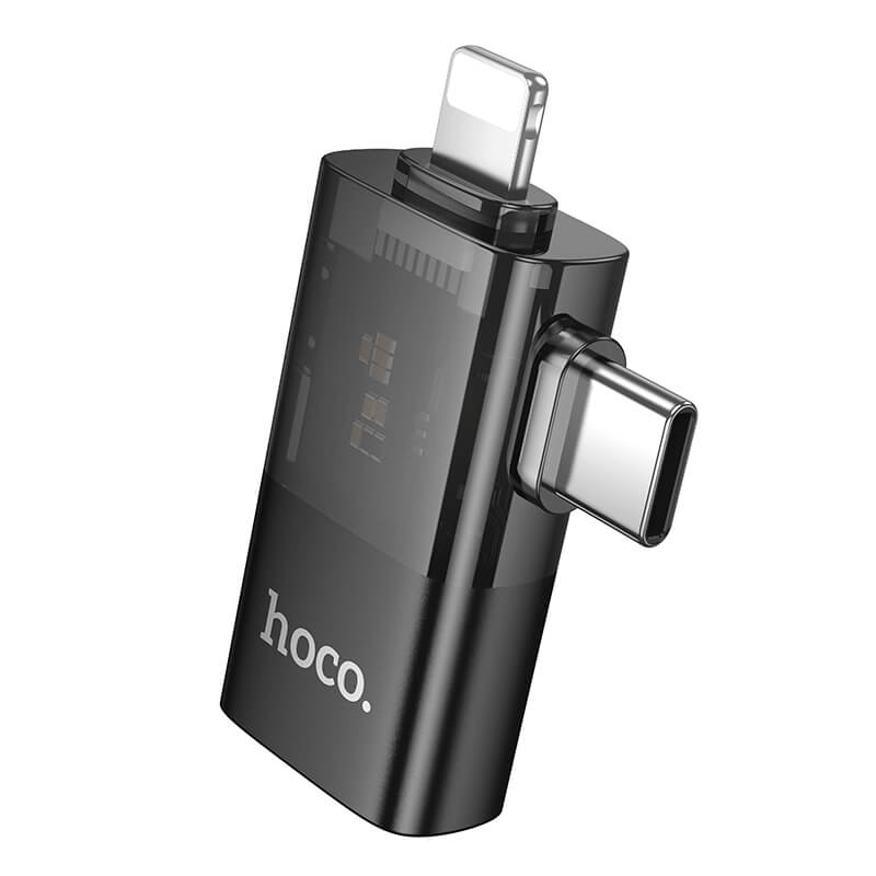 Hoco Dual Lightning Type-C Male to USB Female OTG Adapter UA36E