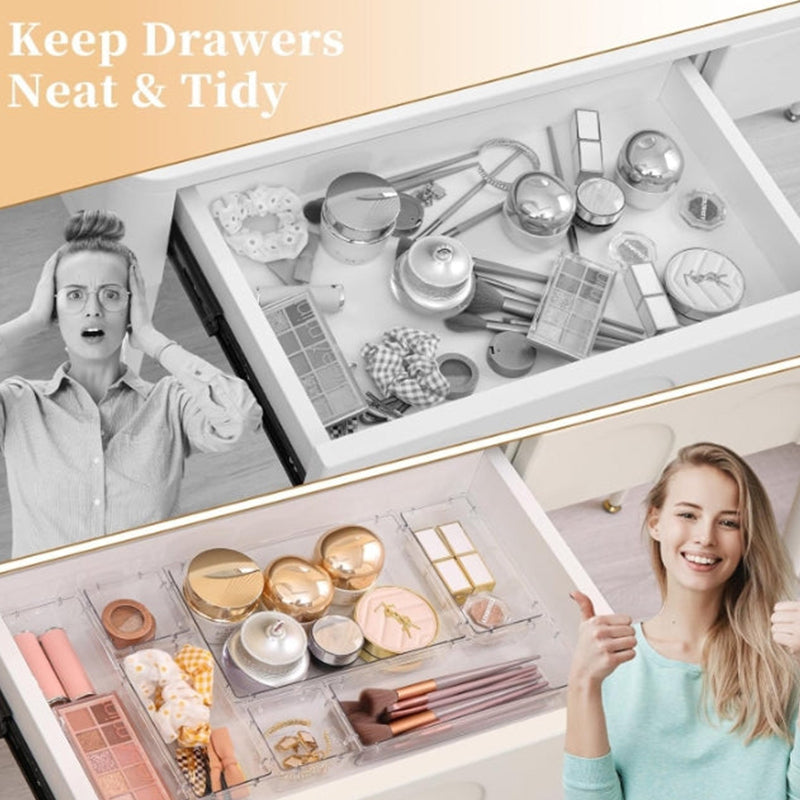 25pcs Drawer storage box set transparent plastic multifunctional organizer 25pcs
