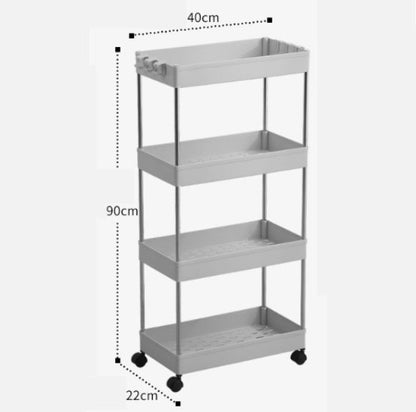 4 Tiers Kitchen Bathroom Rack with metal frame Slim Space Saver Storage Shelves