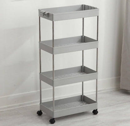 4 Tiers Kitchen Bathroom Rack with metal frame Slim Space Saver Storage Shelves