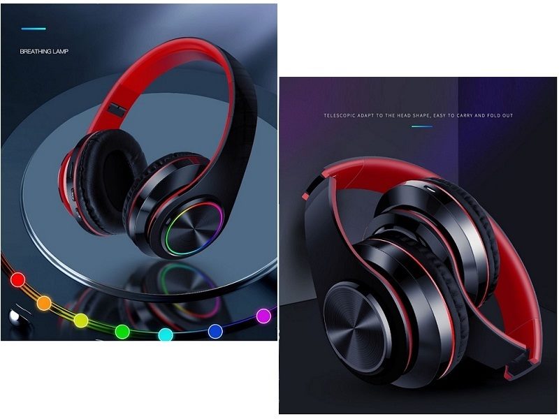 Wireless bluetooth Headset Headphones Foldable Stereo Earphones LED Super