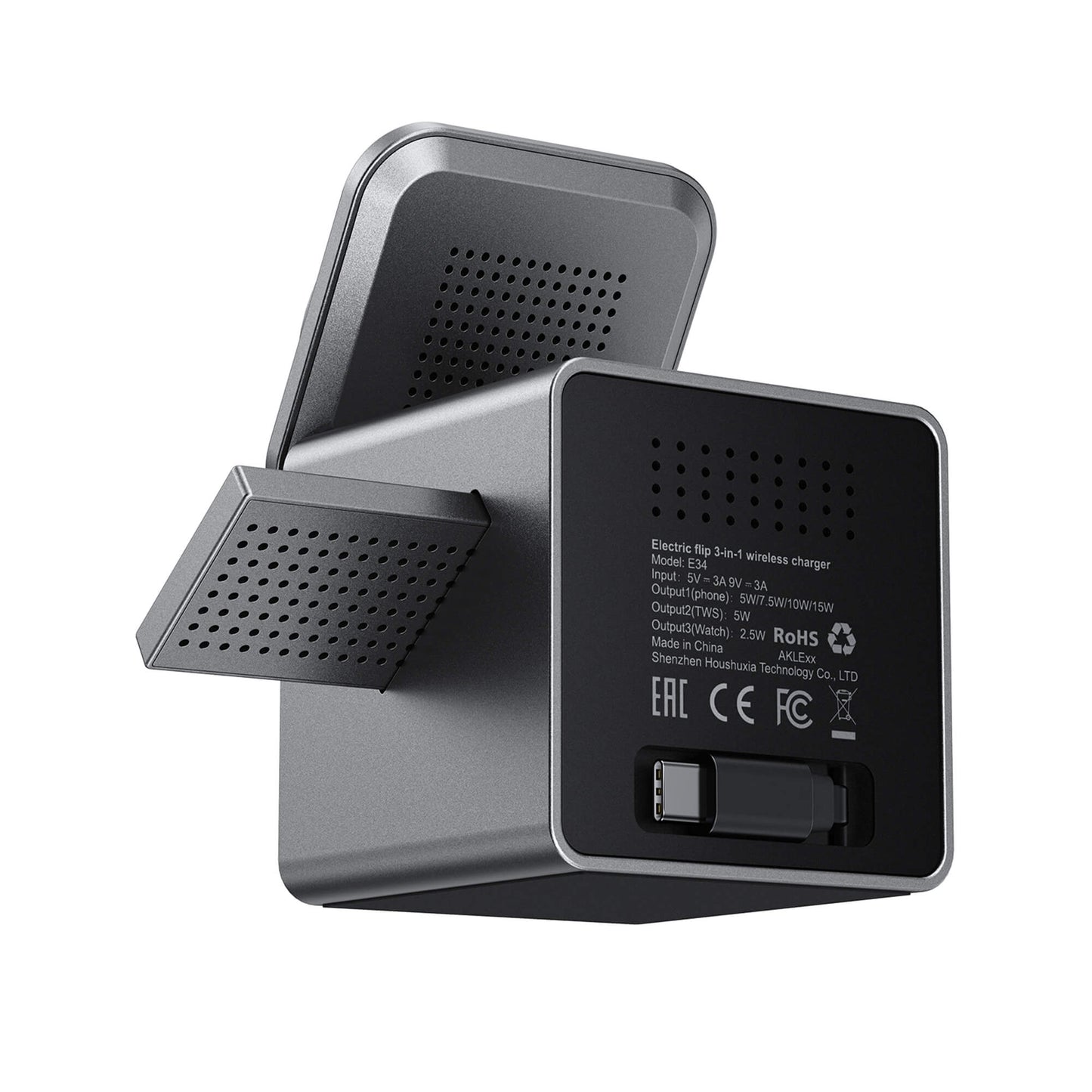 Acefast 3 in 1 Qi Wireless Charger Station with Retractable Cable for Apple Watch E34