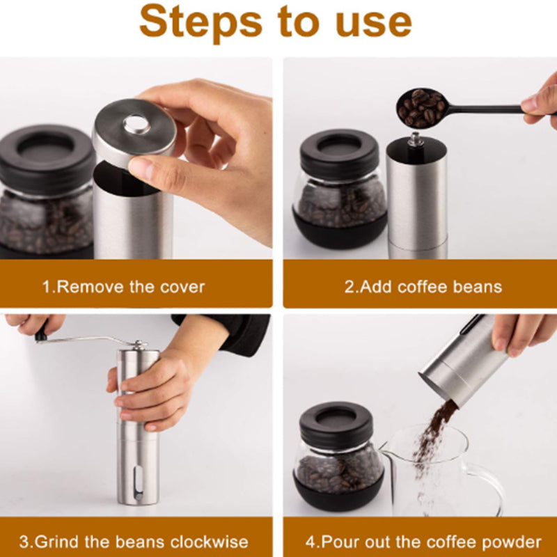 Hand Coffee Machine Coffee Grinder Pepper Mill Coffee Stainless Steel 304 Silver
