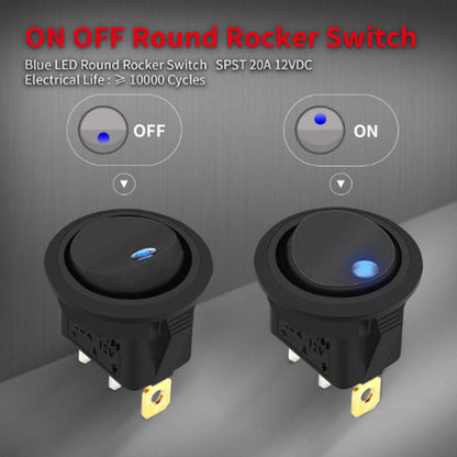 4 pcs Round Rocker Switch Shell 12V Lighted 3 Pin with Blue LED 12 Volt Rocker