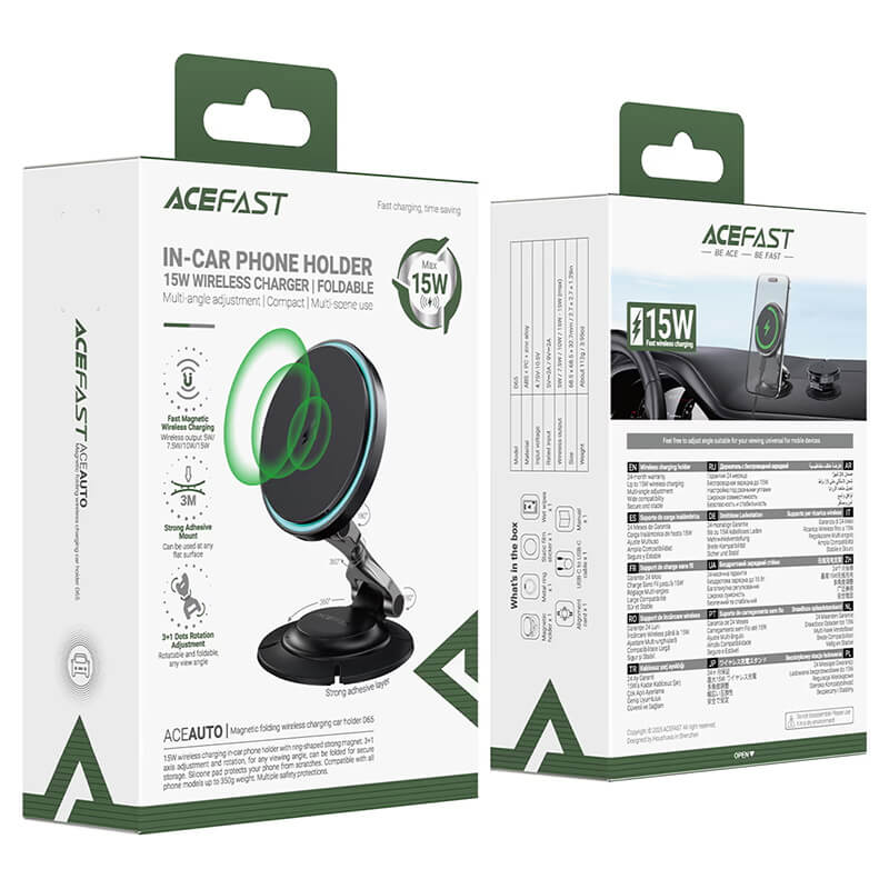 Acefast 15W Wireless Charging Magnetic Car Phone Holder D65
