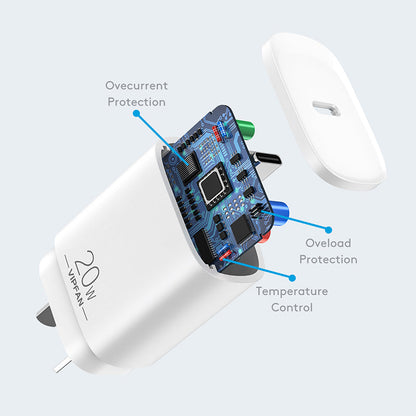 VFAN USB-C Power Delivery 20W Super Fast Charger Plug AU5