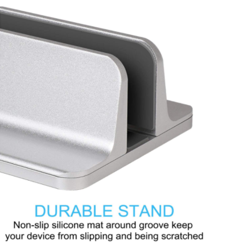 Vertical Adjustable Laptop Stand with Adjustable Dock Silver