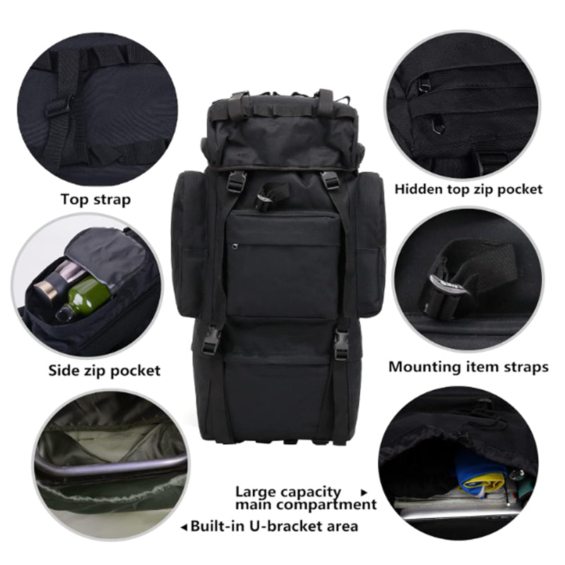 75L Hiking Tactical Backpack  Large Survival  Hunting Waterproof Backpack M... B