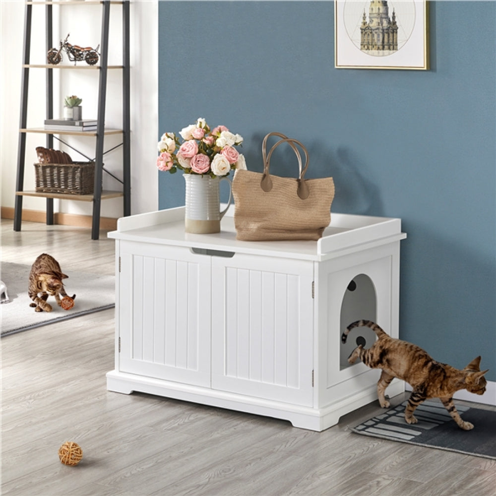 Pet Litter Box Wooden Storage Bench