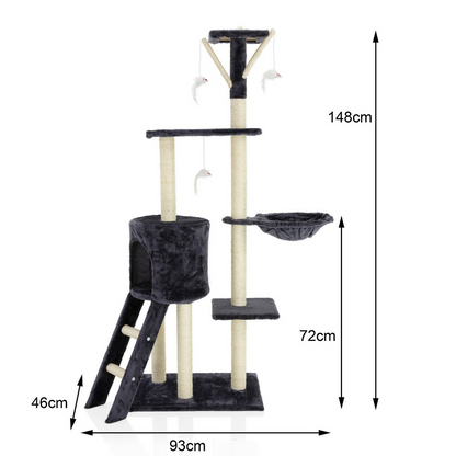148cm Cat Tree House Scratching Post Condo - Dark GREY