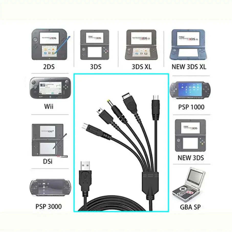 5-in-1 Fast Charging Cable | Multi-Connector USB Cable for Phone & Devices