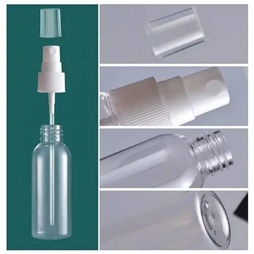 50 x 100 ml Clear Plastic Bottle with Fine Mist Spray Atomiser & Cap
