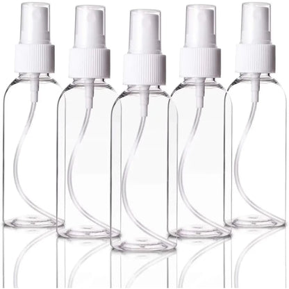 50 x 100 ml Clear Plastic Bottle with Fine Mist Spray Atomiser & Cap