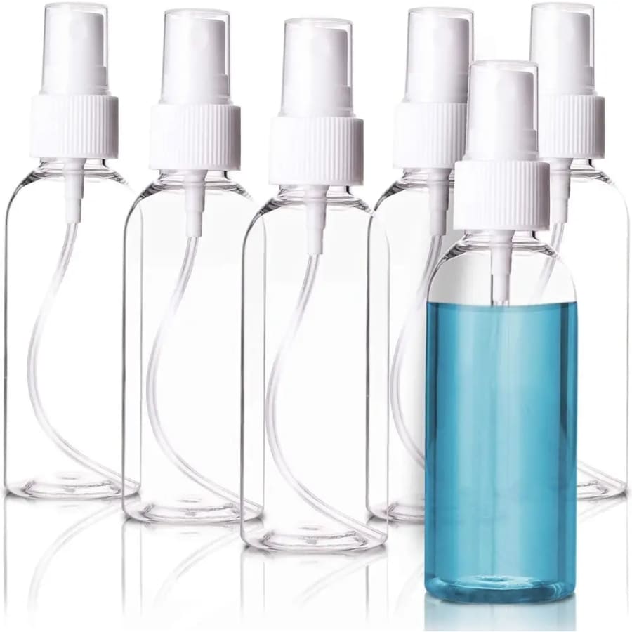 50 x 100 ml Clear Plastic Bottle with Fine Mist Spray Atomiser & Cap