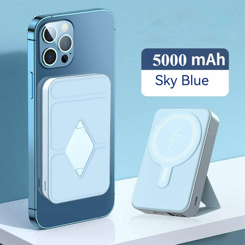 5000mah Magsafe Power Bank with Stand & Cable-Blue