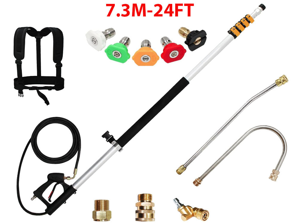 Telescoping Pressure Washer 7.3m Pole with Harness