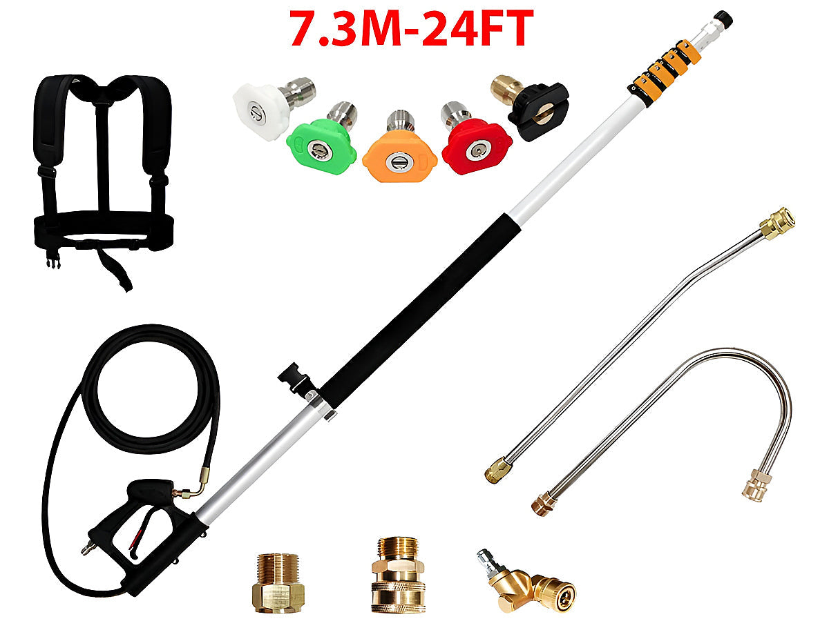 Telescoping Pressure Washer 7.3m Pole with Harness