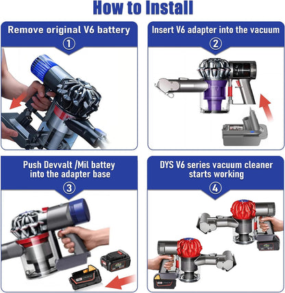 Dewalt to Dyson V6 Battery Adapter Converter