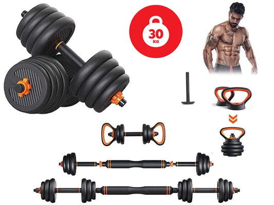 Adjustable Dumbbells Set 30KG with Barbell
