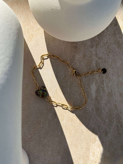 Pāua Gold Heart Bracelet