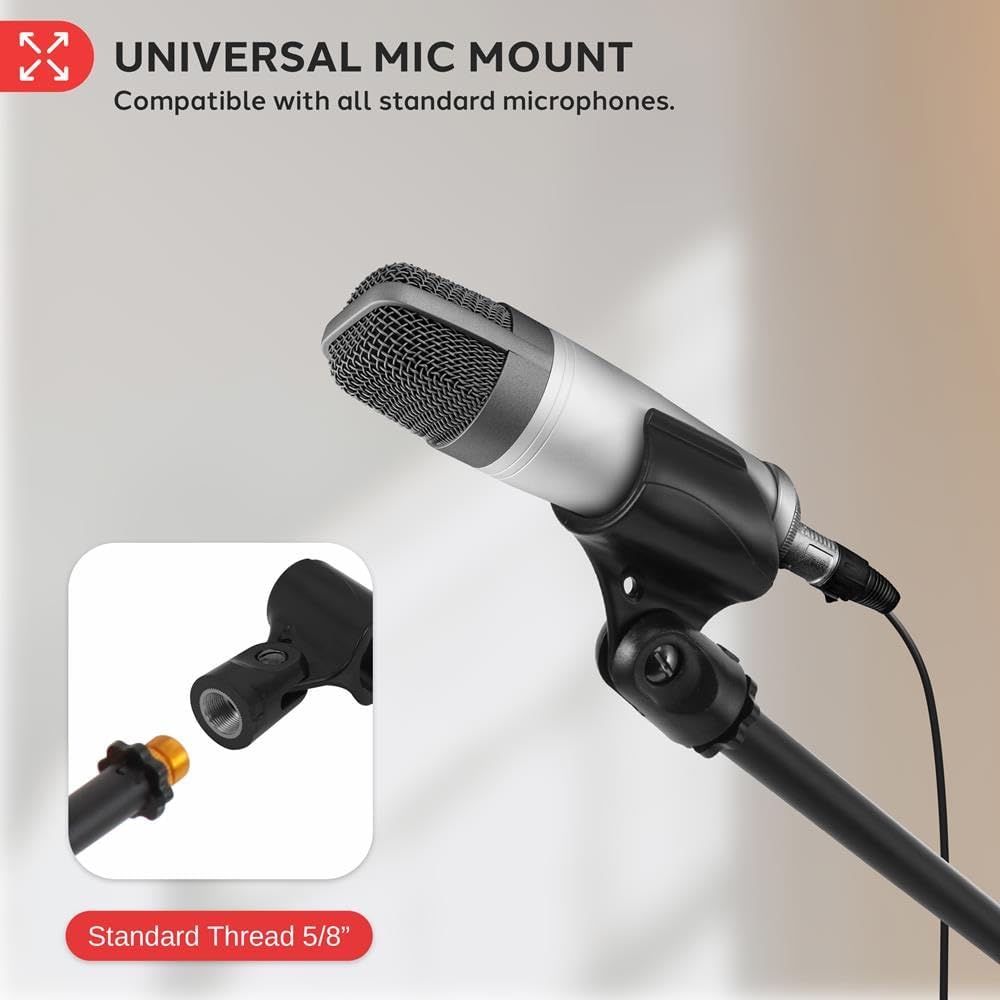 Microphone Stand for 2 microphones Tripod Base Adjustable Height