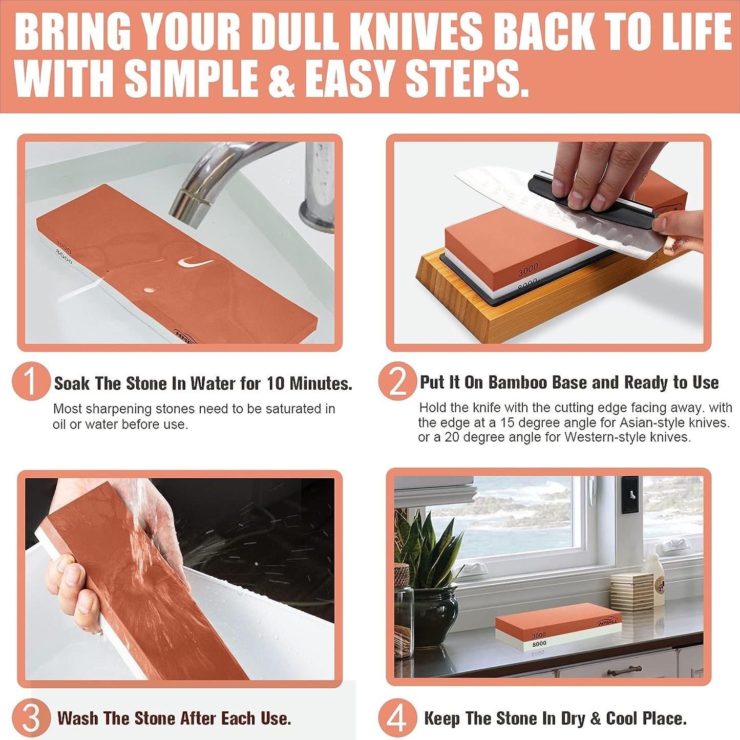 Knife Sharpener Whetstone Kit