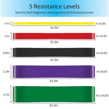 5Pcs Resistance Bands Exercise Yoga Pilates Rubber Fitness Training