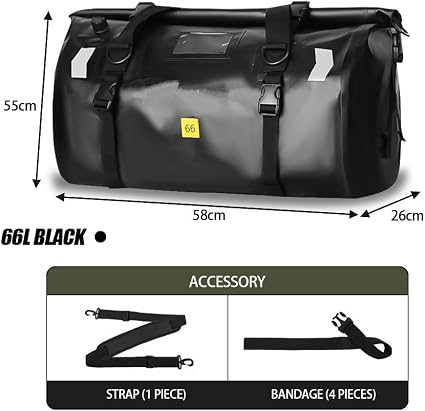 Waterproof Motorcycle Tail Bag – 40L / 66L Roll-Top PVC Duffle BQF11412