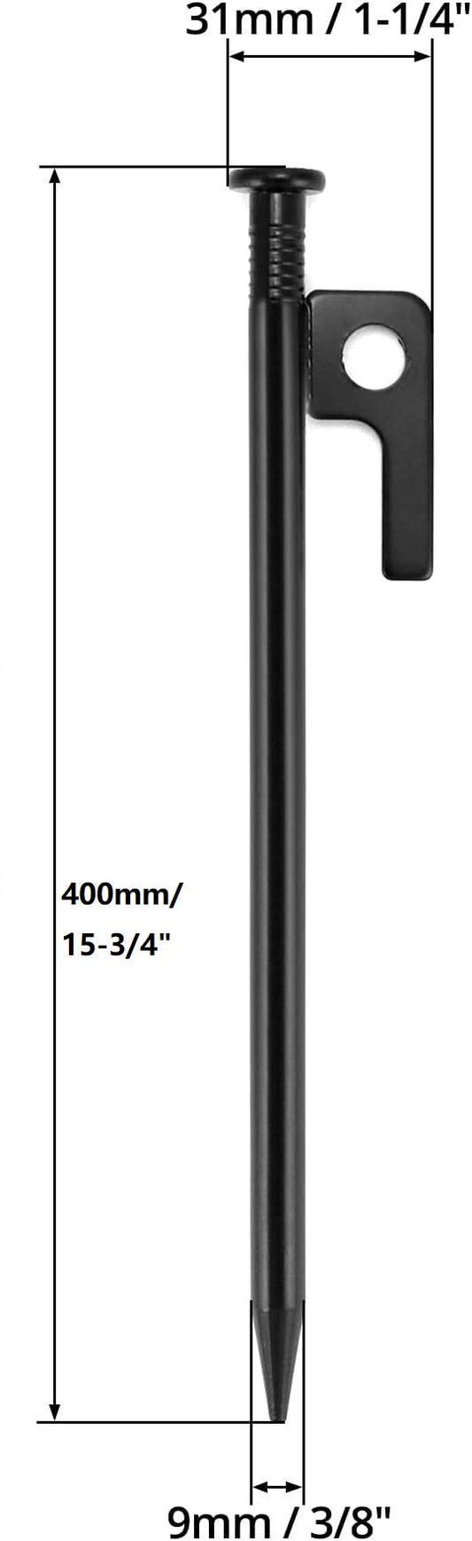 ECOTREK Heavy Duty Tent Pegs – 40cm Steel Camping Stakes for Hard Ground, Beach & Grass JP120512