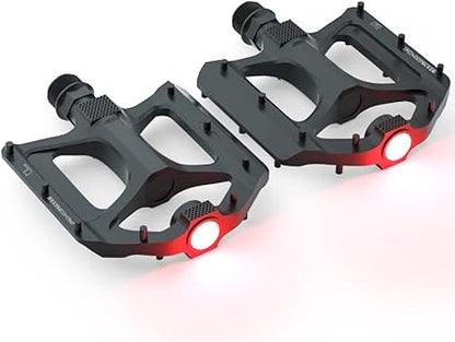 Mountain Bike Pedals LED Pedals Bicycle Flat Pedals (Black)
