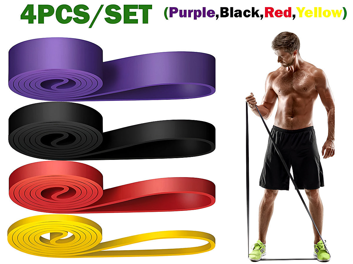 4Pcs Resistance Bands Exercise Yoga Pilates Rubber Fitness Training