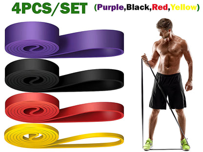 4Pcs Resistance Bands Exercise Yoga Pilates Rubber Fitness Training