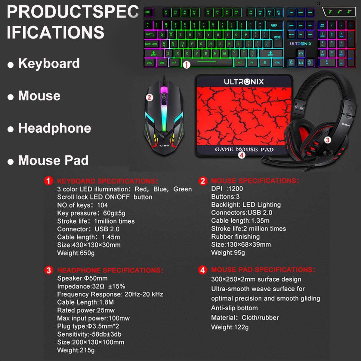 Gaming Keyboard Mouse Headphone Set