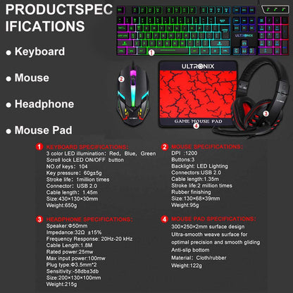 Gaming Keyboard Mouse Headphone Set