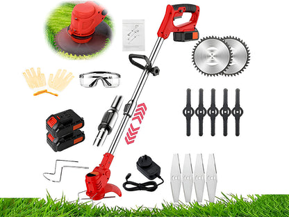 Cordless Push Weed Eater and Grass Trimmer Lawn Mower