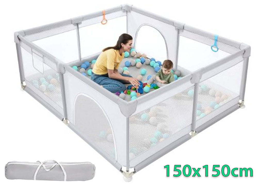 Portable Baby Playpen Fence Gate Wall Fence Barrier Play Gym Mat 150cm