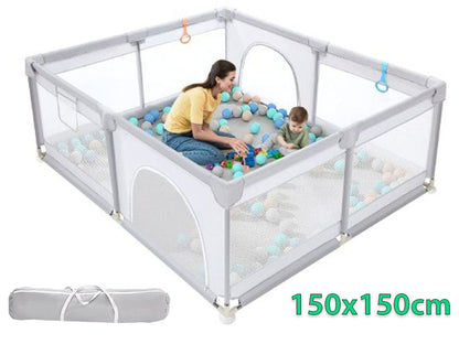 Portable Baby Playpen Fence Gate Wall Fence Barrier Play Gym Mat 150cm