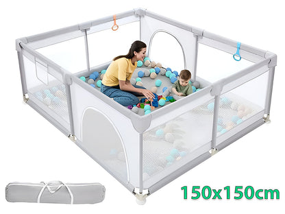 Portable Baby Playpen Fence Gate Wall Fence Barrier Play Gym Mat 150cm