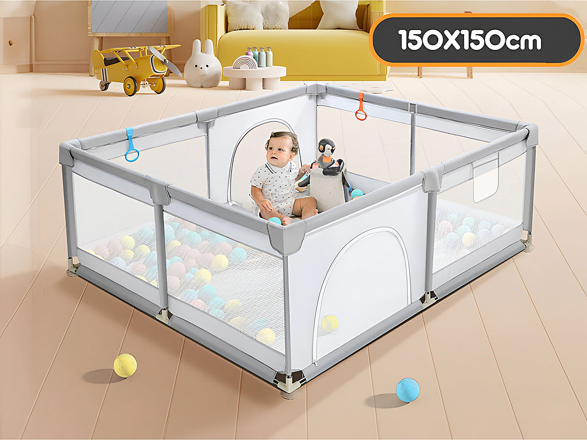 Portable Baby Playpen Fence Gate Wall Fence Barrier Play Gym Mat 150cm