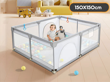 Portable Baby Playpen Fence Gate Wall Fence Barrier Play Gym Mat 150cm