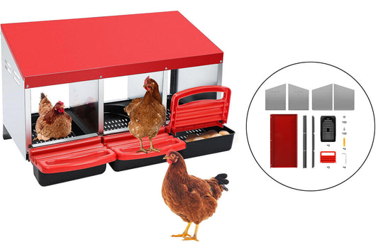 Nesting Box Chicken Hen Roll Away Laying Nest Boxes Chook Brooder 6 Compartment